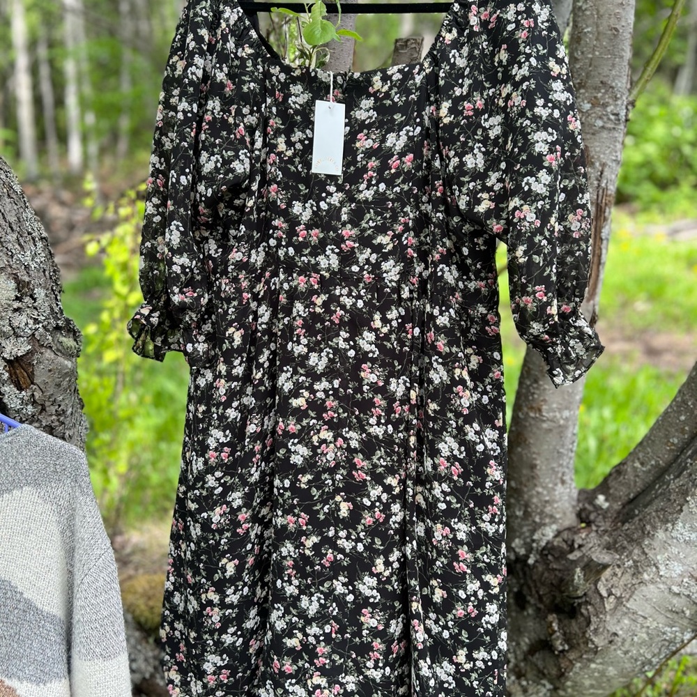 Floral Black and Pink Dress